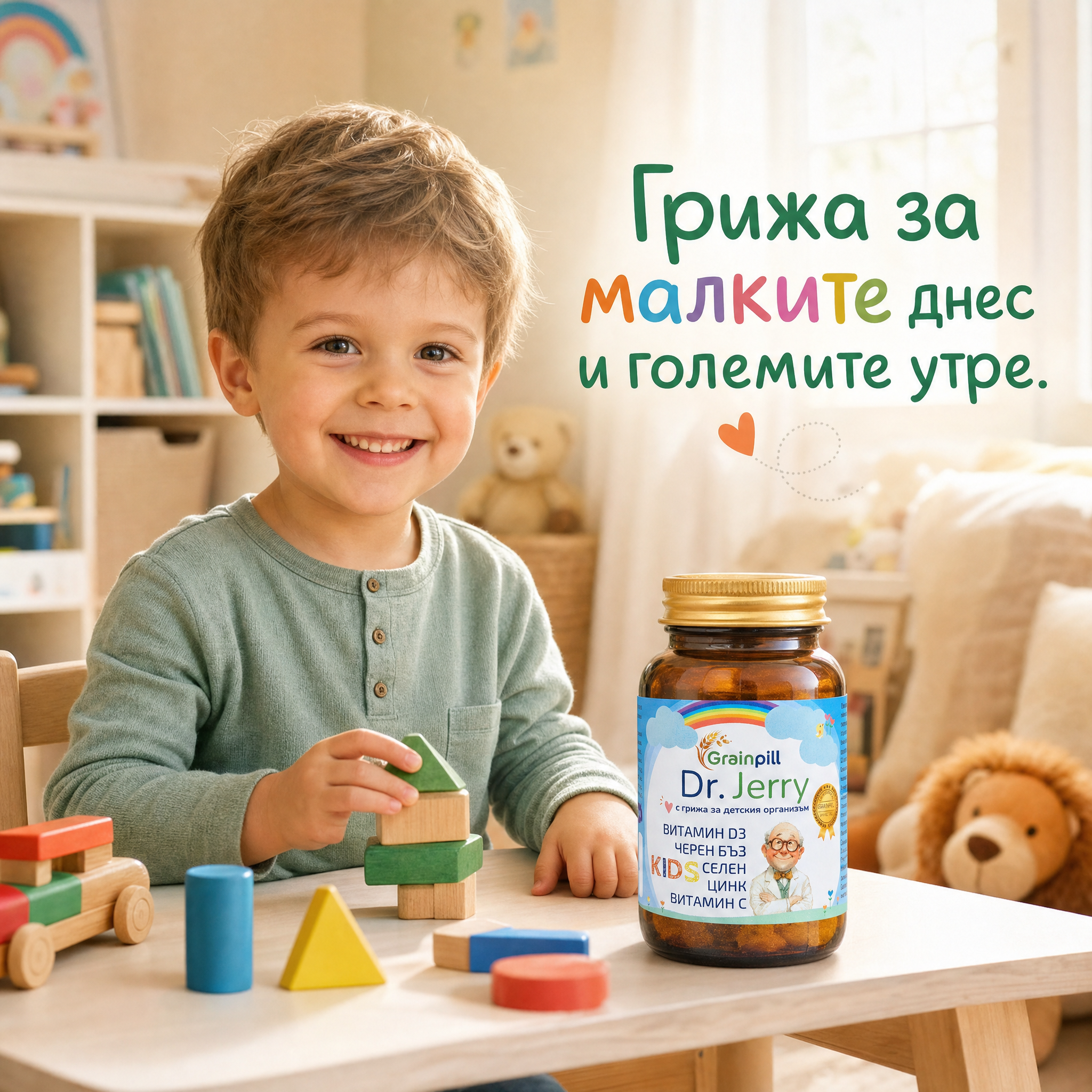 Дете на масата с Dr. Jerry Kids